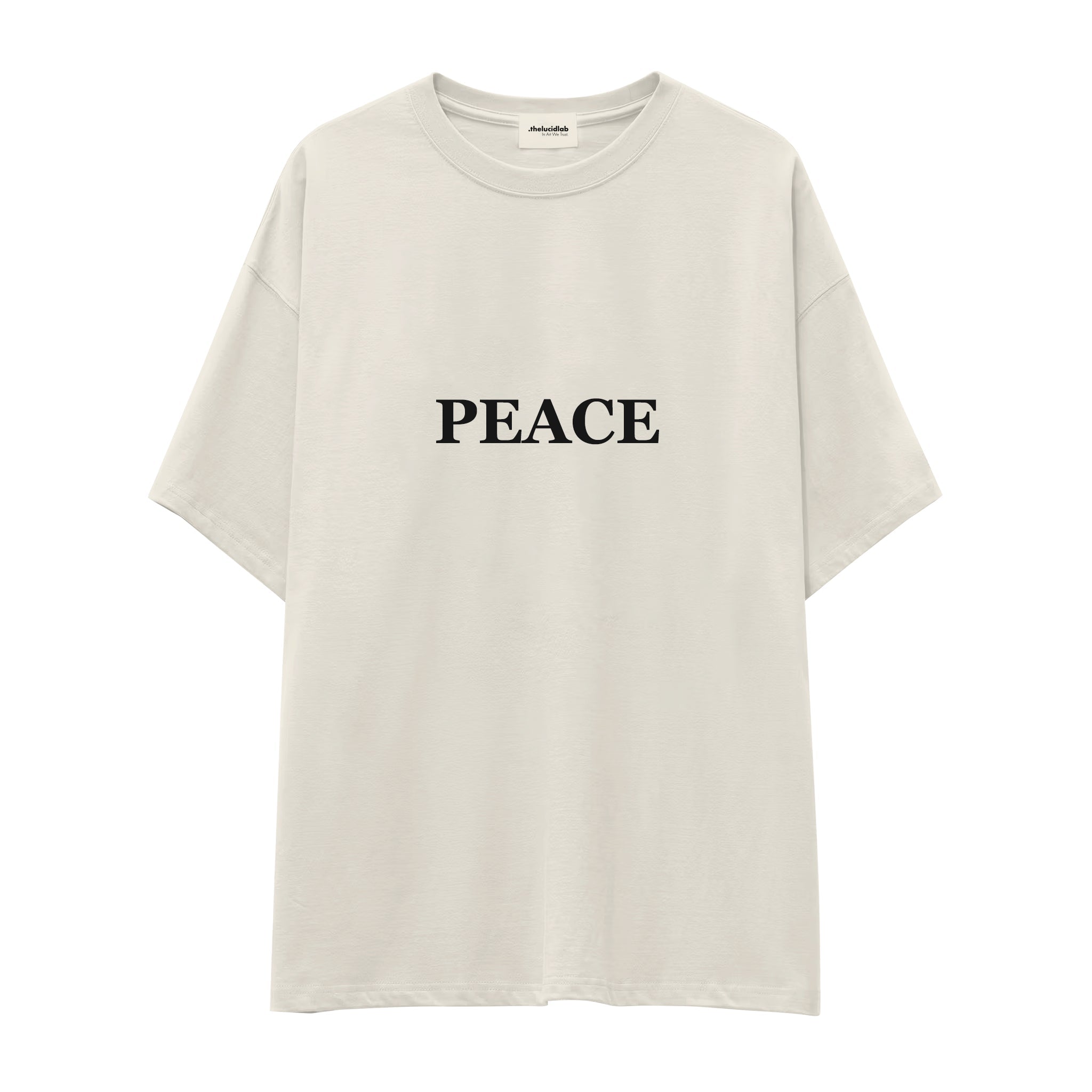Peace Oversize Tişört — Ekru — ön görünüm