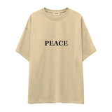 Peace Oversize Tişört — Krem — ön görünüm