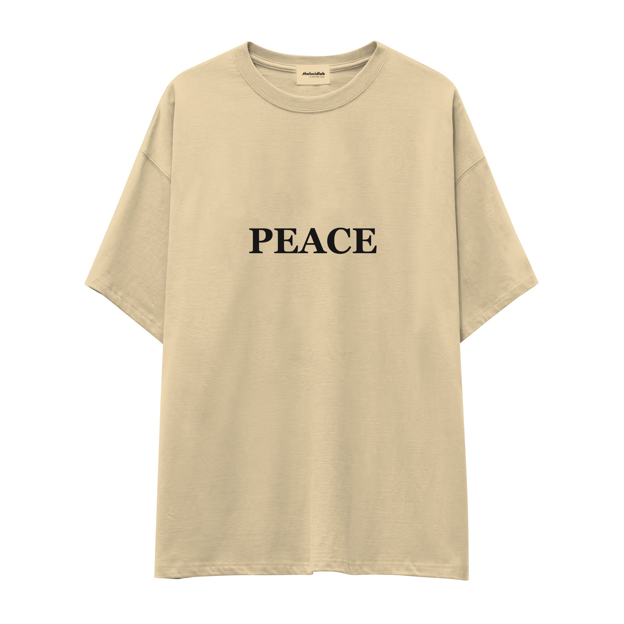 Peace Oversize Tişört — Krem — ön görünüm