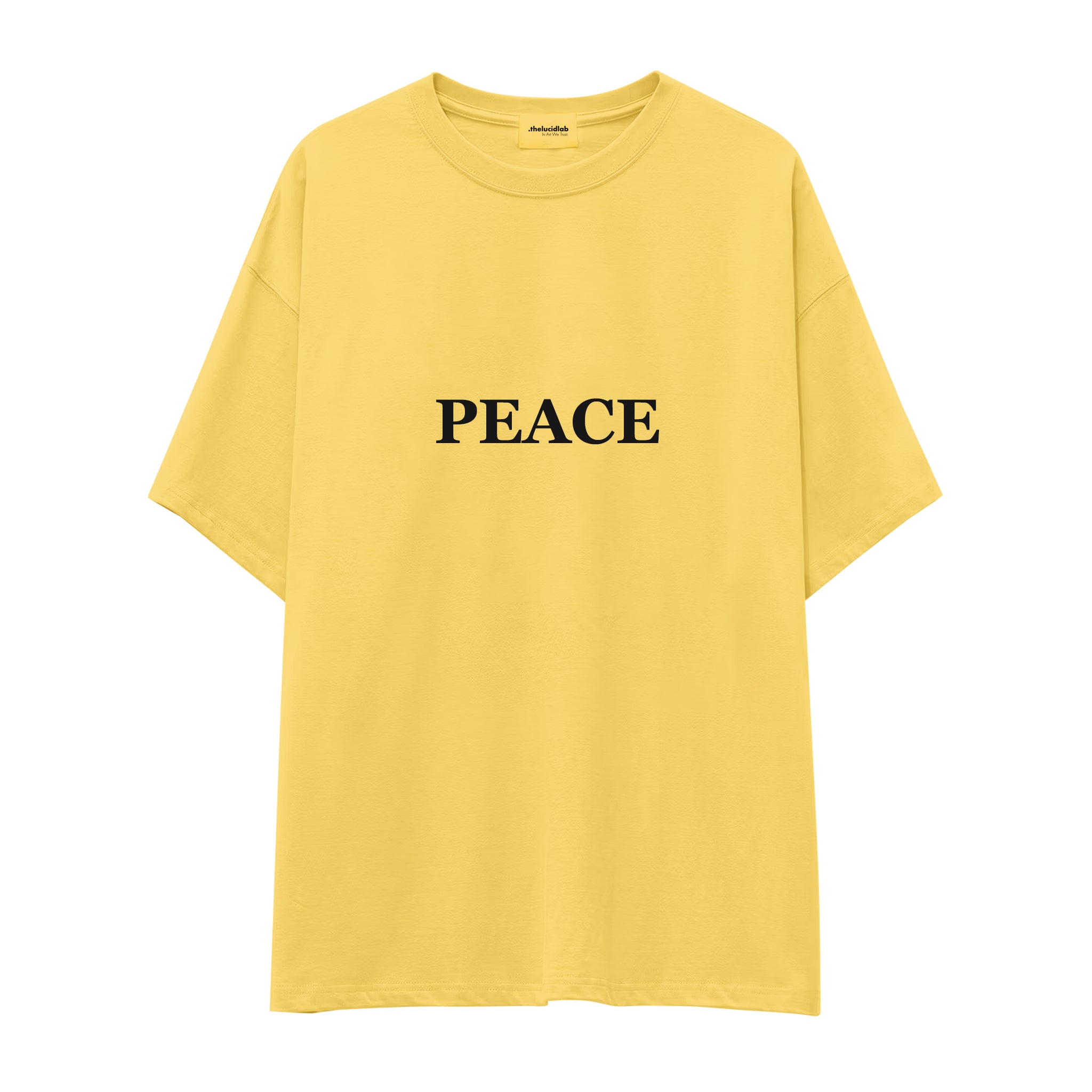 Peace Oversize Tişört — Sarı — ön görünüm