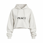 PEACE oversize crop hoodie – Beyaz – ön görünüm