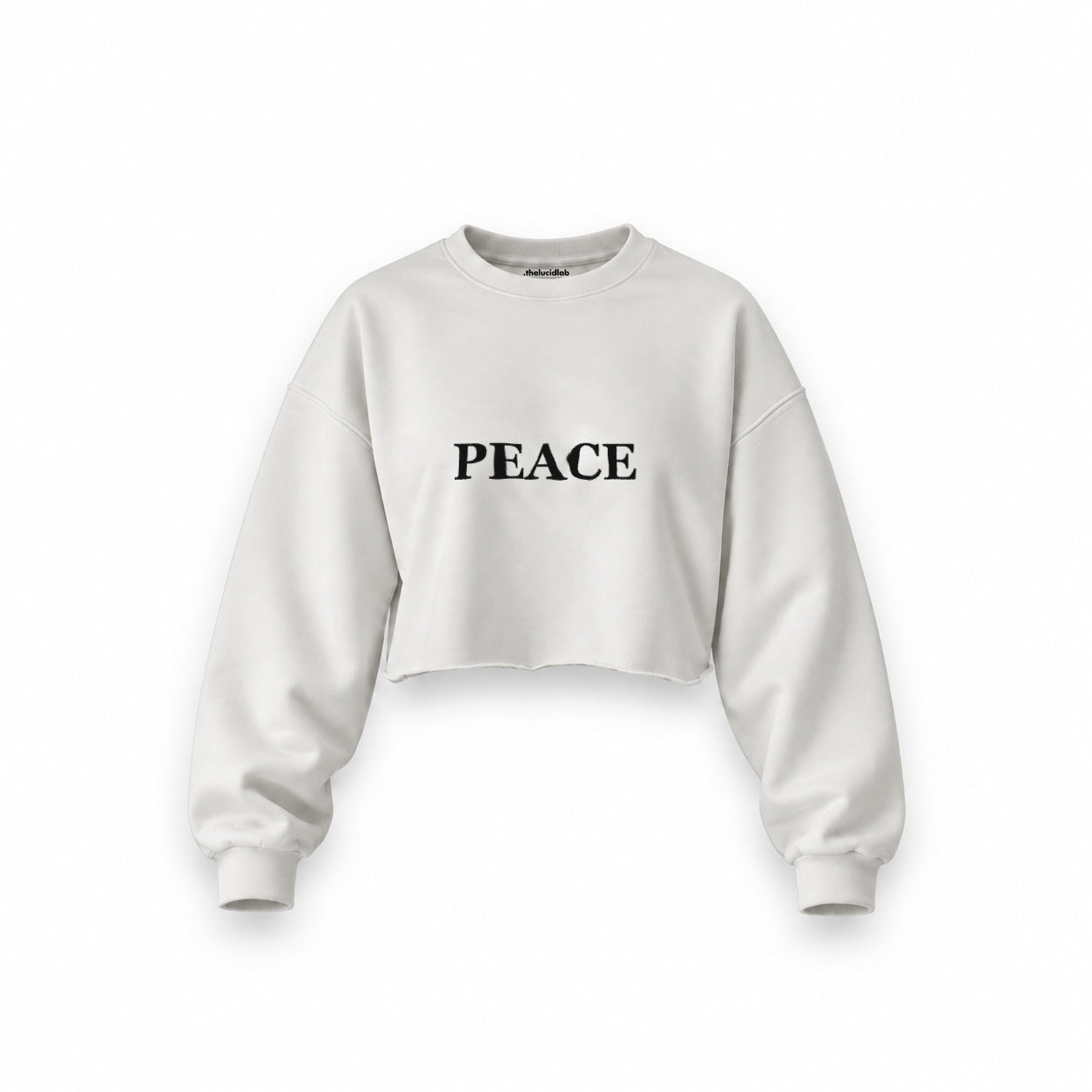 PEACE oversize crop sweatshirt – Beyaz – ön görünüm