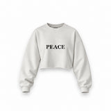 PEACE oversize crop sweatshirt – Beyaz – ön görünüm
