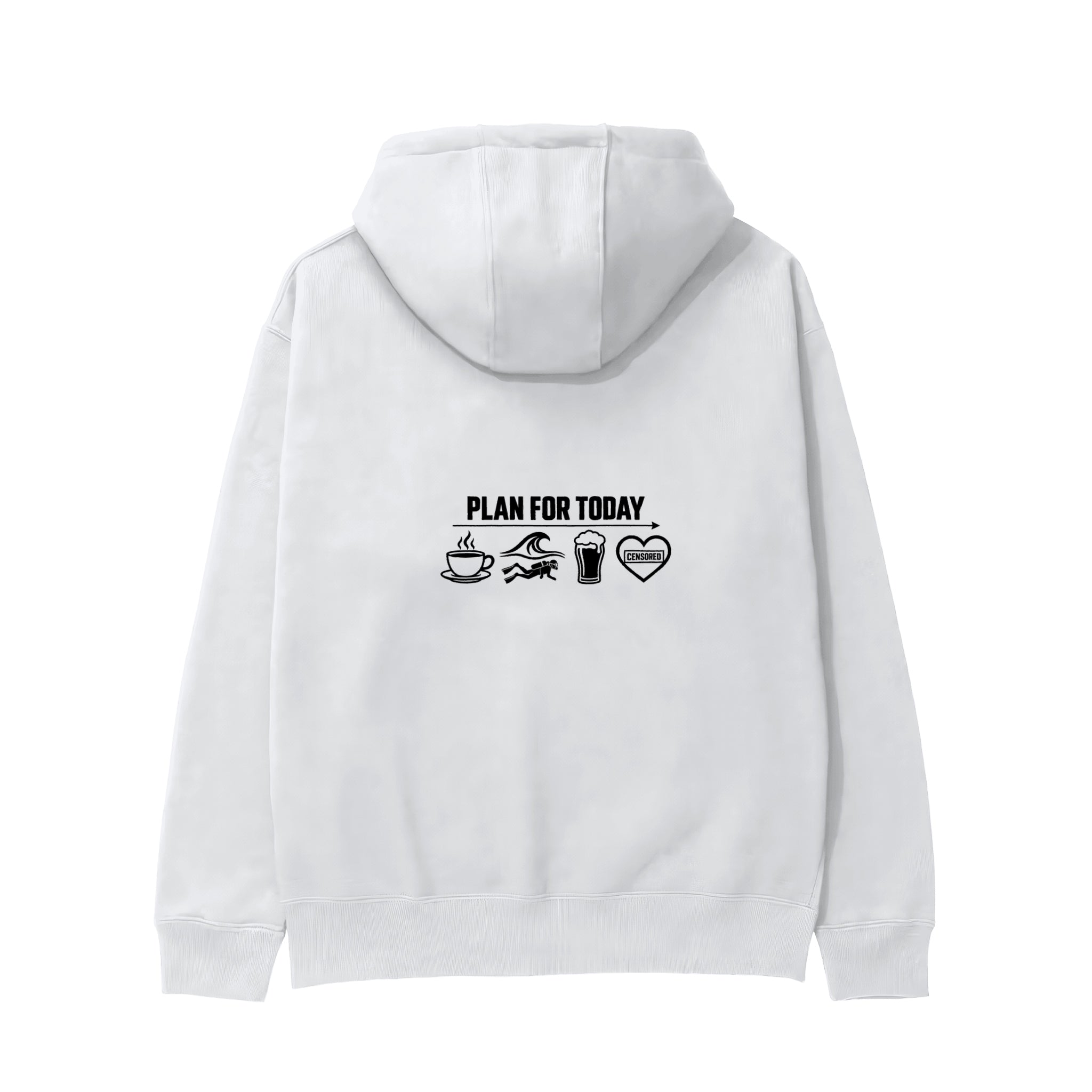 Plan for Today Hoodie – Beyaz – arka görünüm