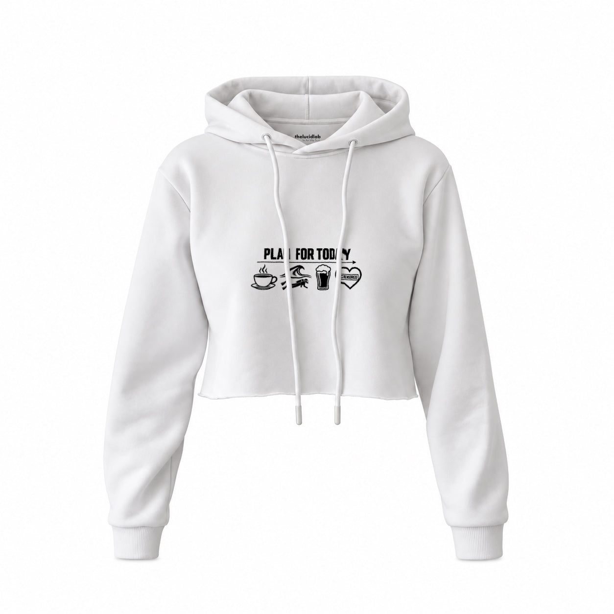 Plan for Today Crop Hoodie – Beyaz – ön görünüm