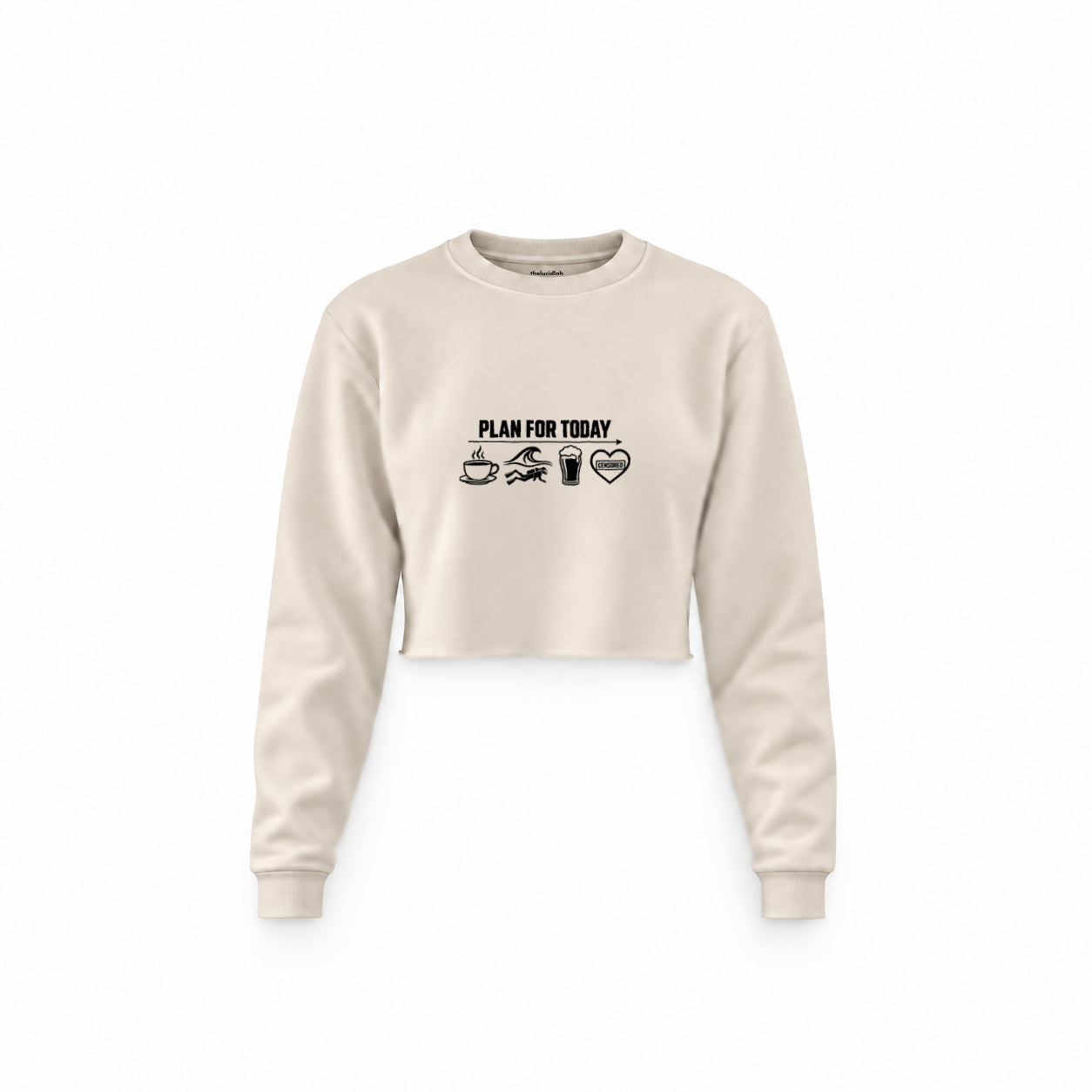 Plan for Today Crop Sweatshirt – Krem – ön görünüm
