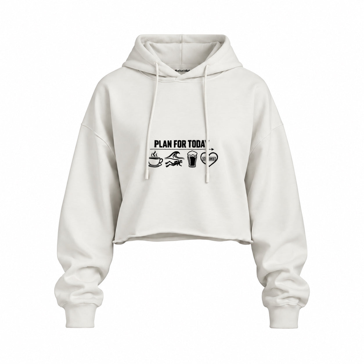Plan for Today Oversize Crop Hoodie – Beyaz – ön görünüm