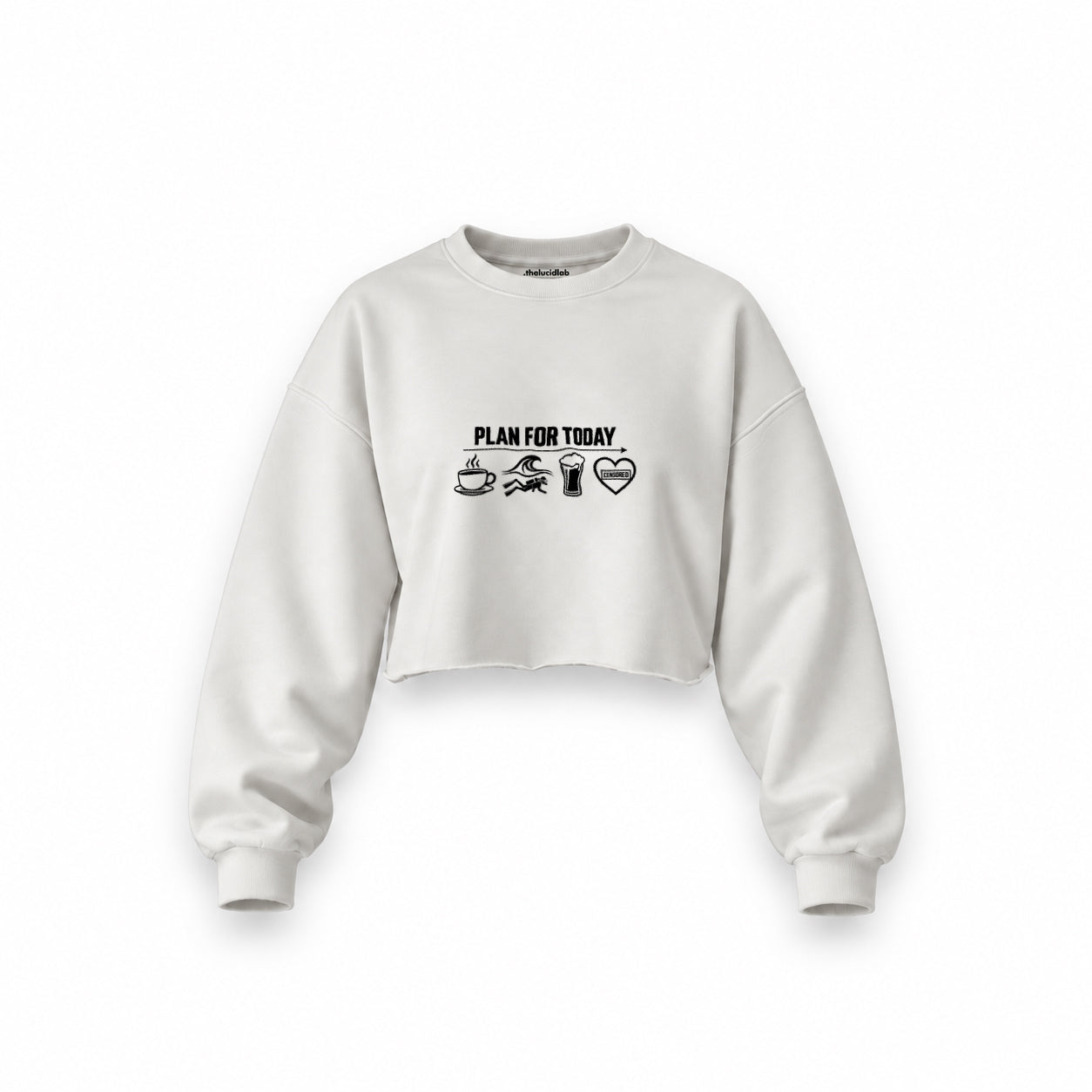Plan for Today Oversize Crop Sweatshirt – Beyaz – ön görünüm
