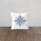 Blue Compass / Marine Themed Double-Sided Pillow Cover with Compass 2 Pieces