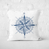 Blue Compass / Marine Themed Double-Sided Pillow Cover with Compass 2 Pieces