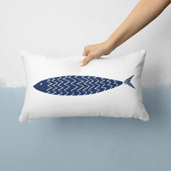 a Fish 30cm x 50cm / Marin Temalı Çift Taraflı Kırlent Kılıfı