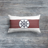 Retro Striped Navy Blue Rudder 30cm x 50cm / Marine Themed Double-Sided Throw Pillow Cover