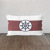 Retro Striped Navy Blue Rudder 30cm x 50cm / Marine Themed Double-Sided Throw Pillow Cover