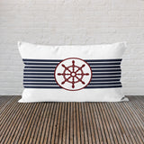 Retro Striped Claret Red Rudder 30cm x 50cm / Marine Themed Double-Sided Throw Pillow Cover