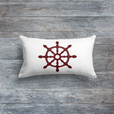 Claret Red Rudder 30cm x 50cm / Marine Themed Double-Sided Throw Pillow Cover