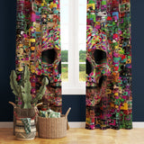 Polychrome Skull Background Curtain