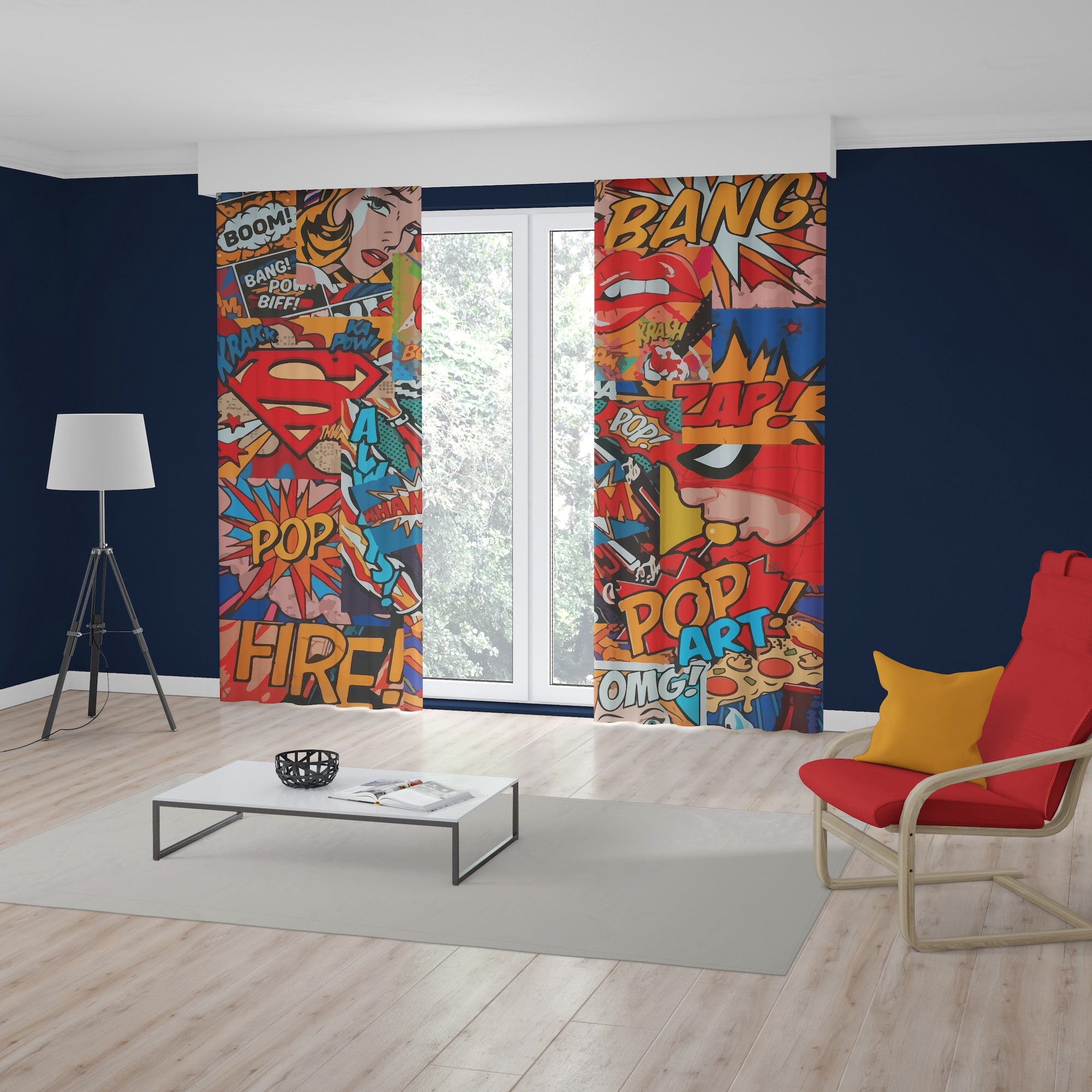 Roman Perde Pop Art Çizgi Roman - Süperkahraman Fon Perde | thelucidlab