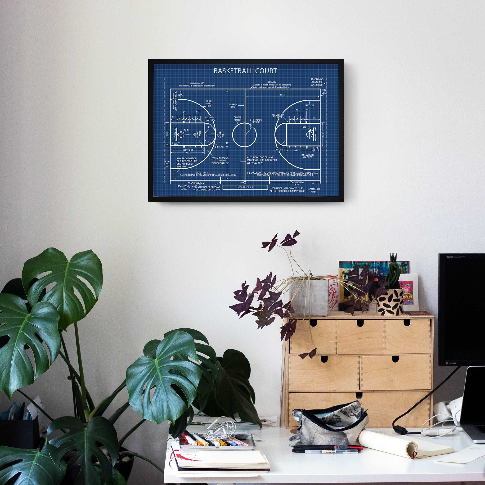 Basketball Court Blueprint Poster