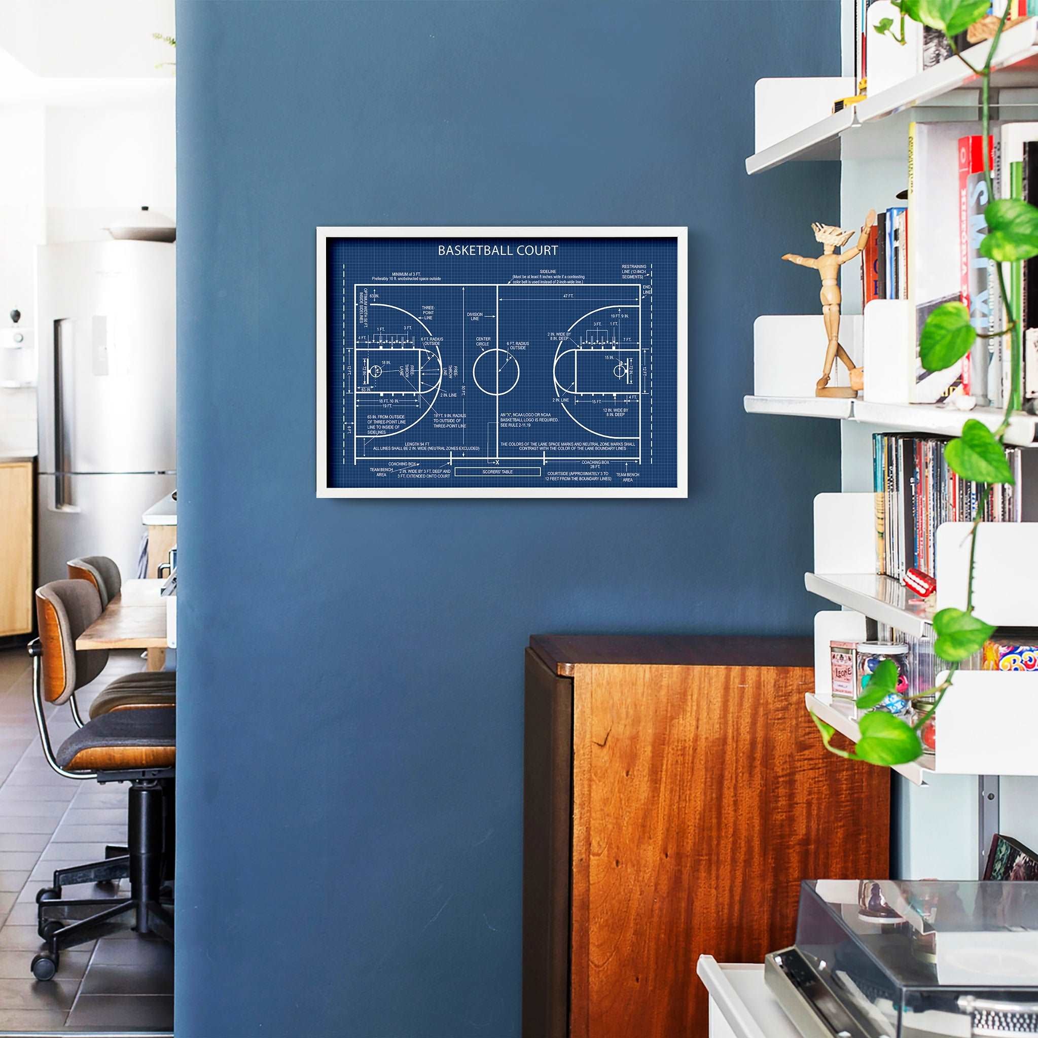 Basketball Court Blueprint Poster