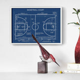 Basketball Court Blueprint Poster