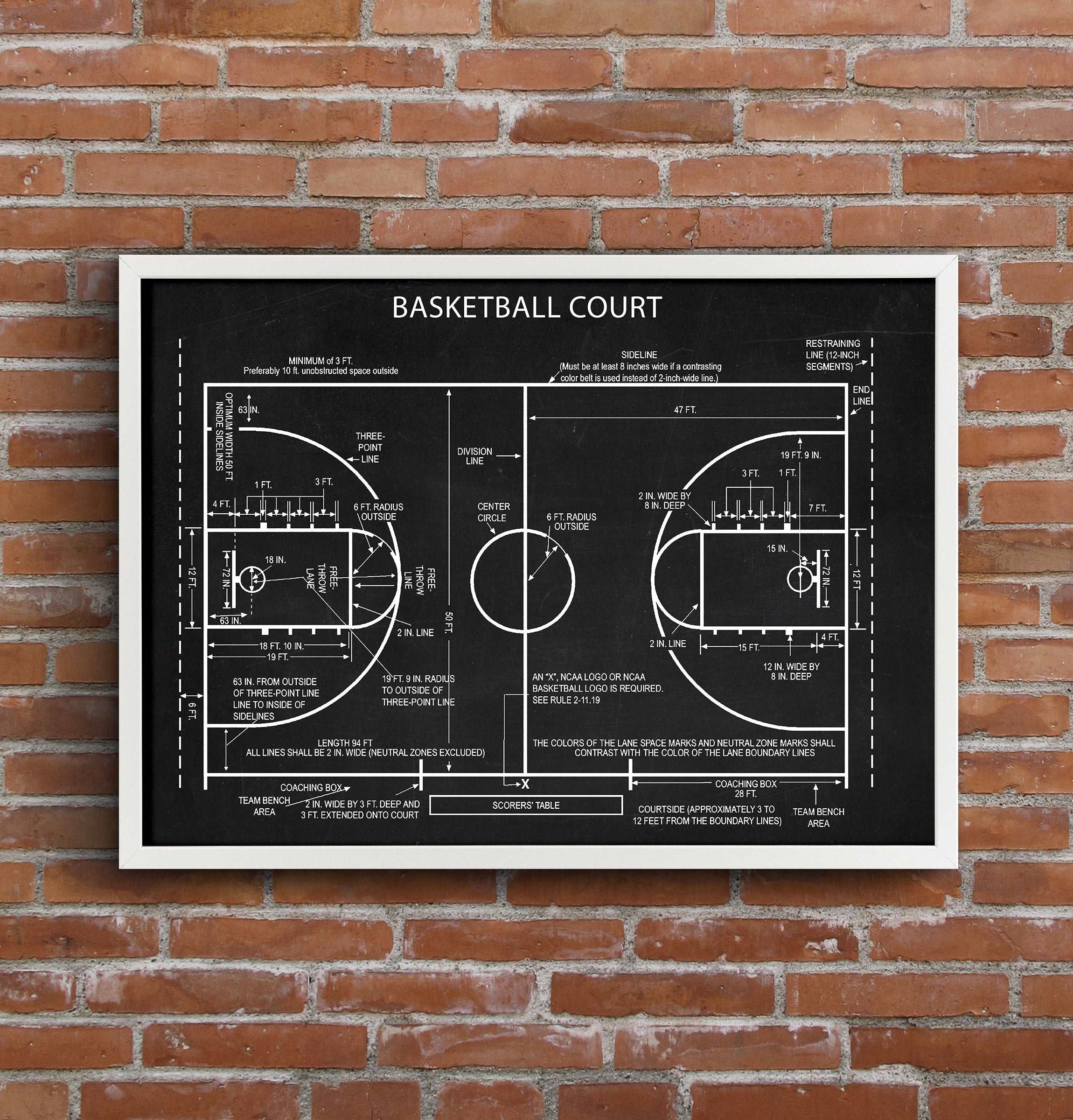 Basketball Court Chalkboard Poster