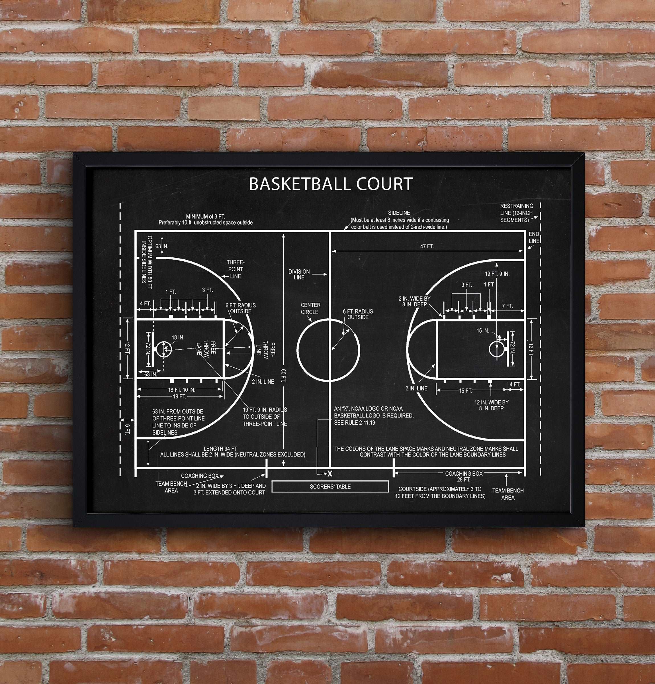 Basketball Court Chalkboard Poster