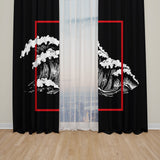 Perspective Kanagawa Wave Background Curtain