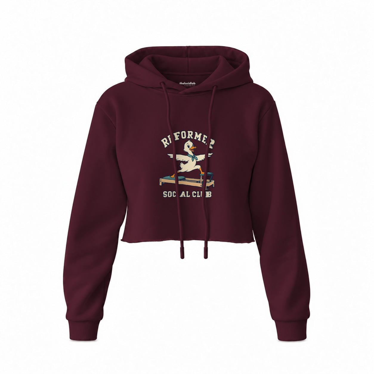 Reformer Social Club Crop Hoodie – Bordo – ön görünüm