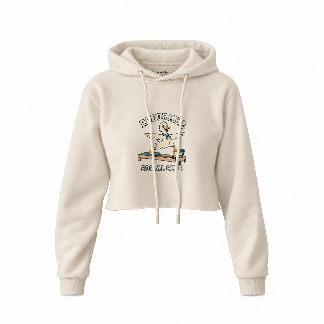Reformer Social Club Crop Hoodie – Krem – ön görünüm