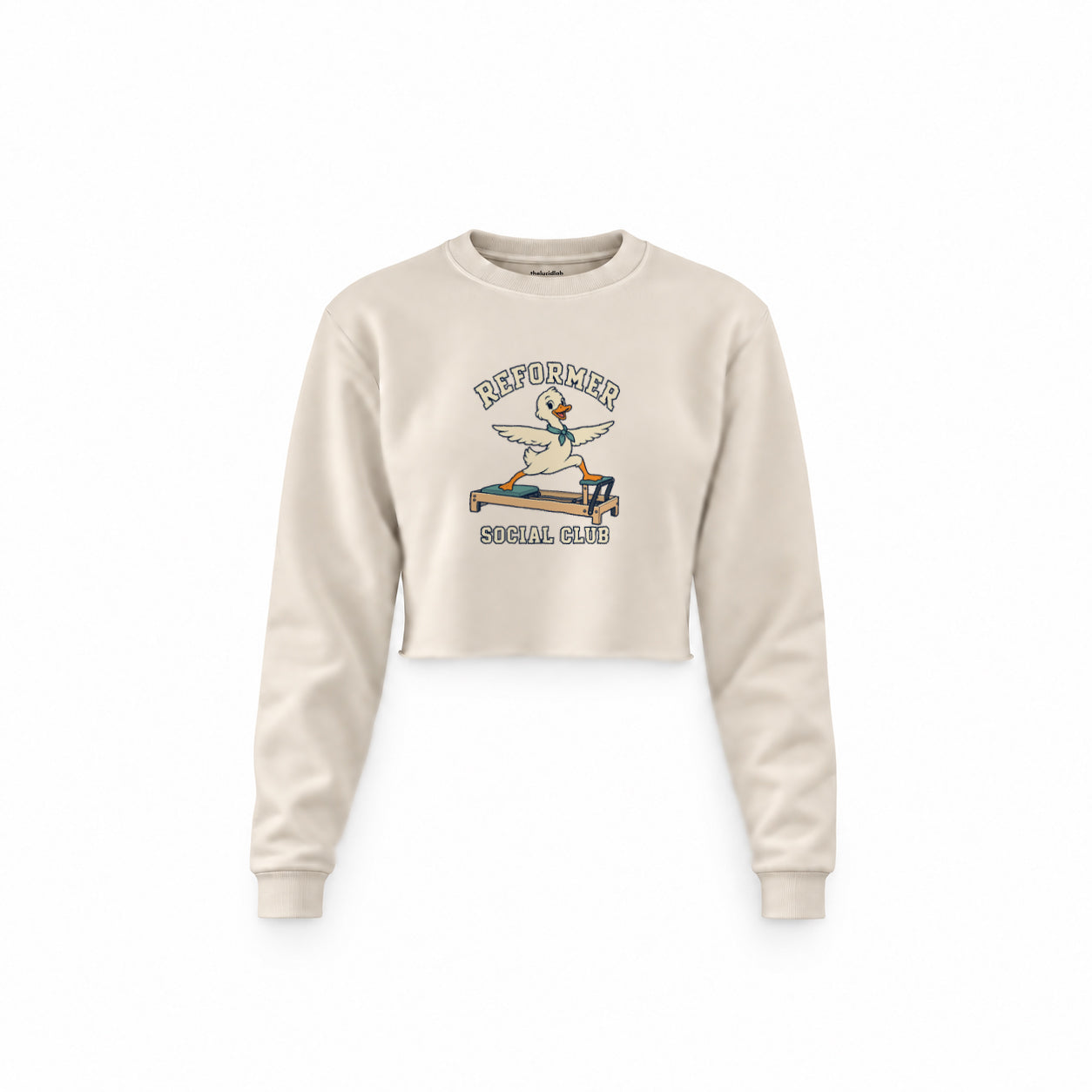 Reformer Social Club Crop Sweatshirt – Krem – ön görünüm