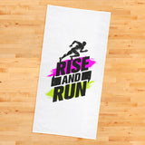 Rise And Run / Pink - Green Texted Sports Towel