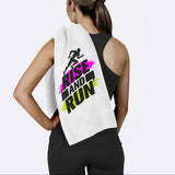 Rise And Run / Pink - Green Texted Sports Towel