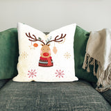 Christmas Town &amp; Deer Double Sided Throw Pillow Cover Set