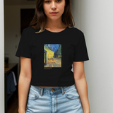 Café Terrace at Night Crop Tişört