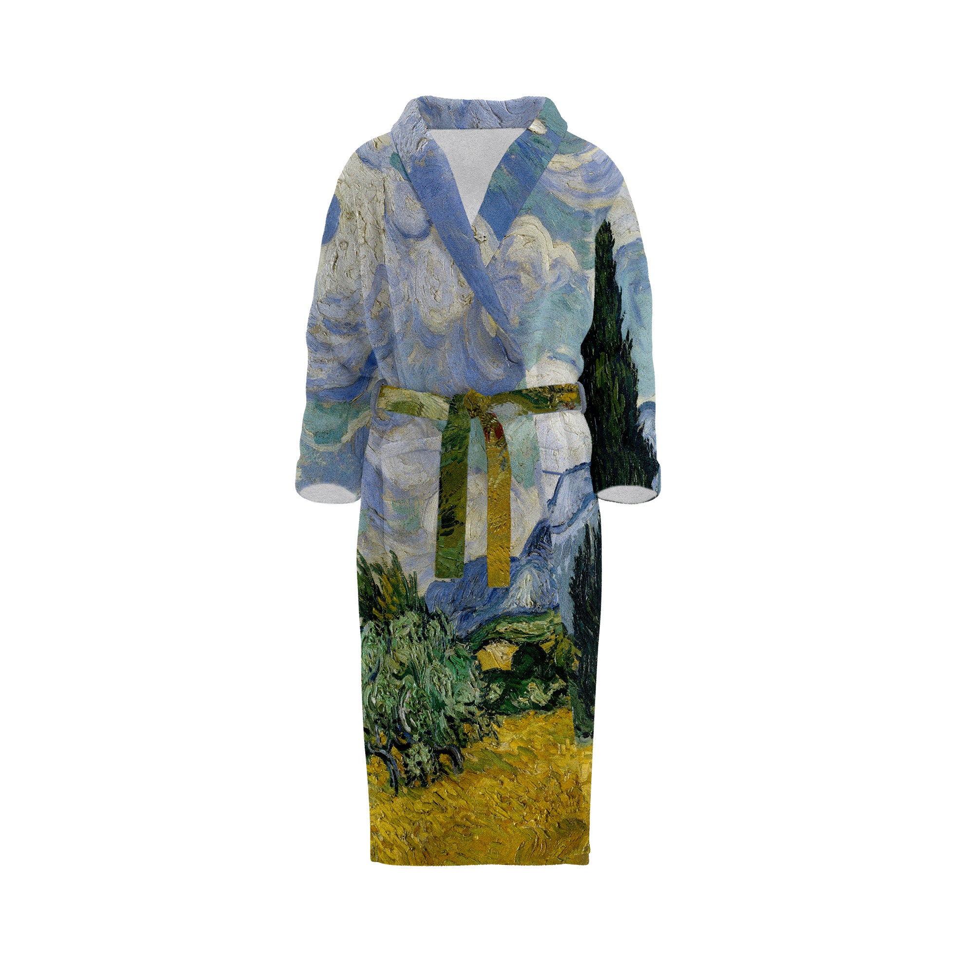 Selvi Ağaçlı Buğday Tarlası / Van Gogh Bornoz