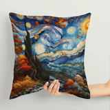 Cypresses / The Starry Night Double Sided Throw Pillow Cover 2 Pieces