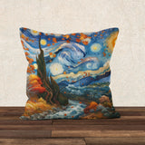 Cypresses / The Starry Night Double Sided Throw Pillow Cover 2 Pieces