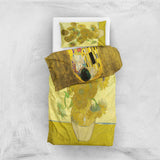 The Kiss &amp; Sunflowers Double-Sided Duvet Cover Set