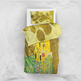 The Kiss &amp; Sunflowers Double-Sided Duvet Cover Set