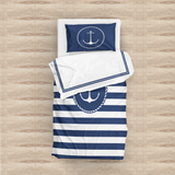 Sailor Badge & Dümen / Blue Çift Taraflı Nevresim Takımı