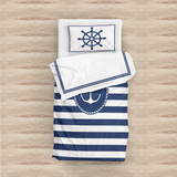 Sailor Badge & Dümen / Blue Çift Taraflı Nevresim Takımı