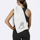 Tennis Racket / White Sports Towel