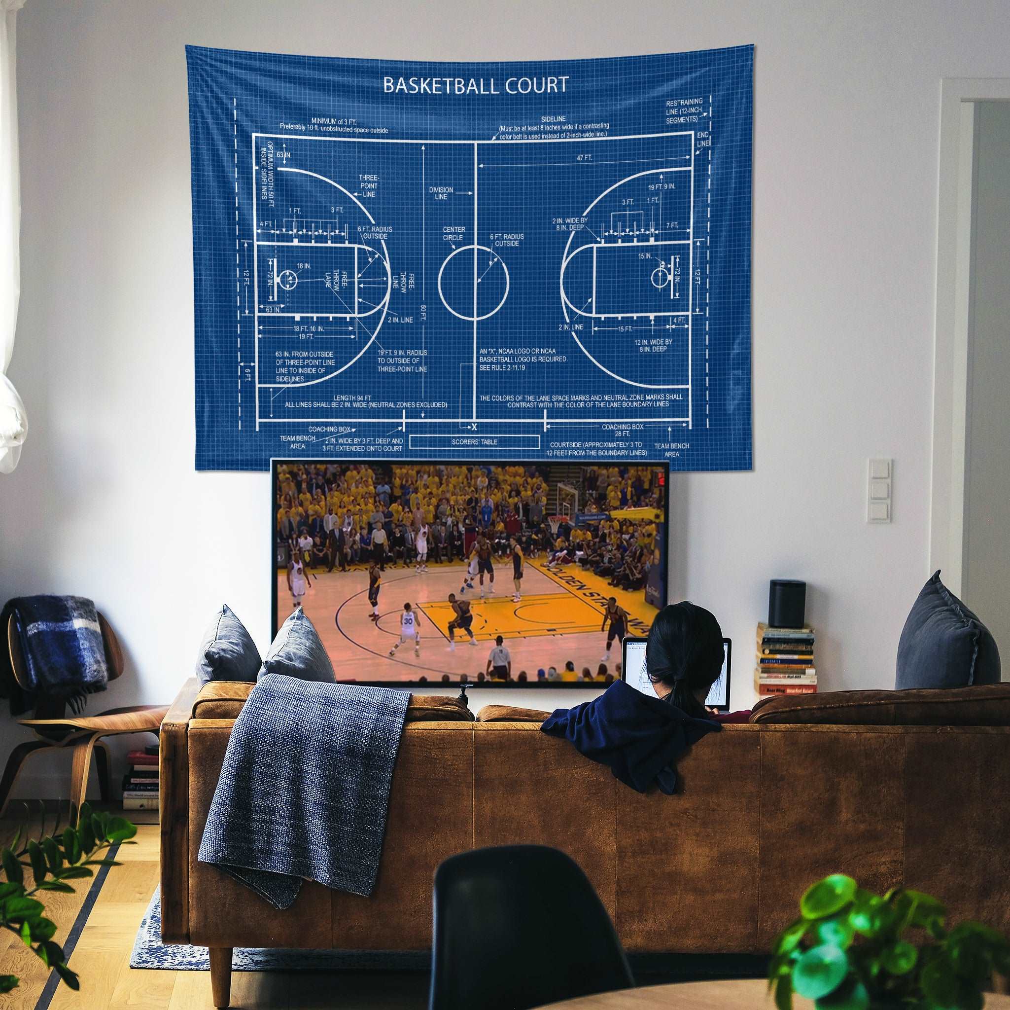 Basketball Court Blueprint - Basketbol Sahası Duvar Örtüsü