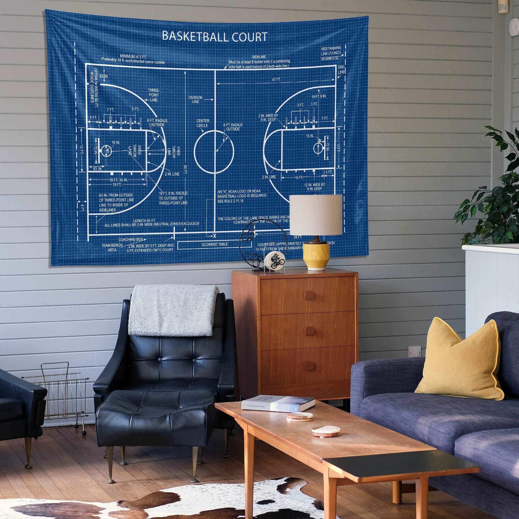Basketball Court Blueprint - Basketbol Sahası Duvar Örtüsü