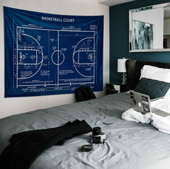 Basketball Court Navy Blue - Basketbol Sahası Duvar Örtüsü
