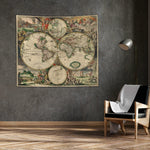 Antik Dünya Haritası Duvar Örtüsü