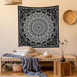 Black Bohemian Mandala Duvar Örtüsü