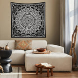 Black Bohemian Mandala Duvar Örtüsü