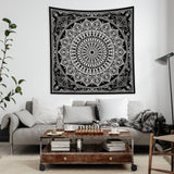 Black Bohemian Mandala Duvar Örtüsü