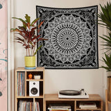 Black Bohemian Mandala Duvar Örtüsü